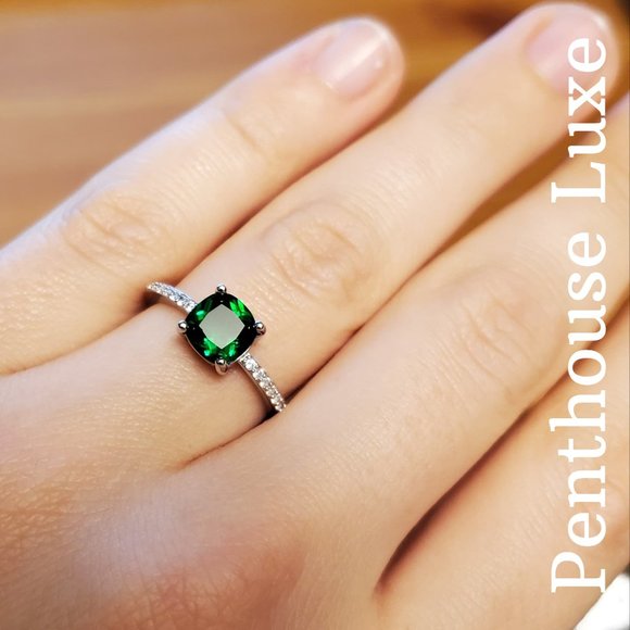 FINAL RESTOCK!! Cushion Cut Green Emerald Ring - Picture 5 of 7